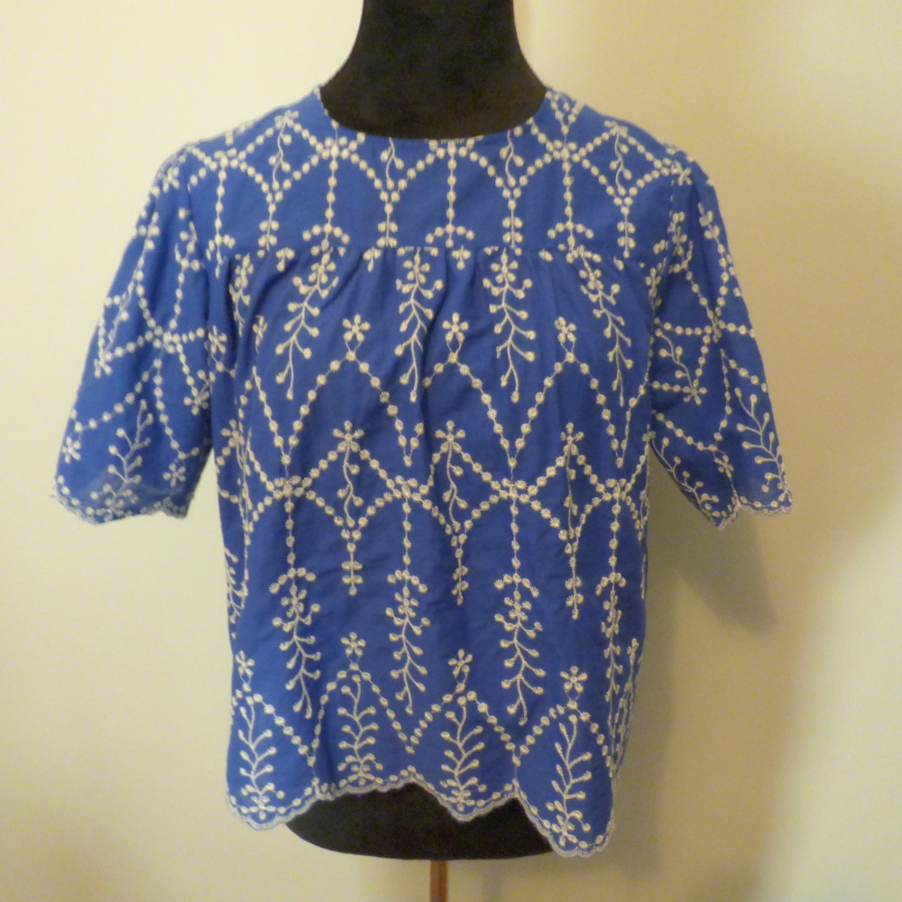 Rebellion 100% Cotton Embroidered Top in Royal Blue